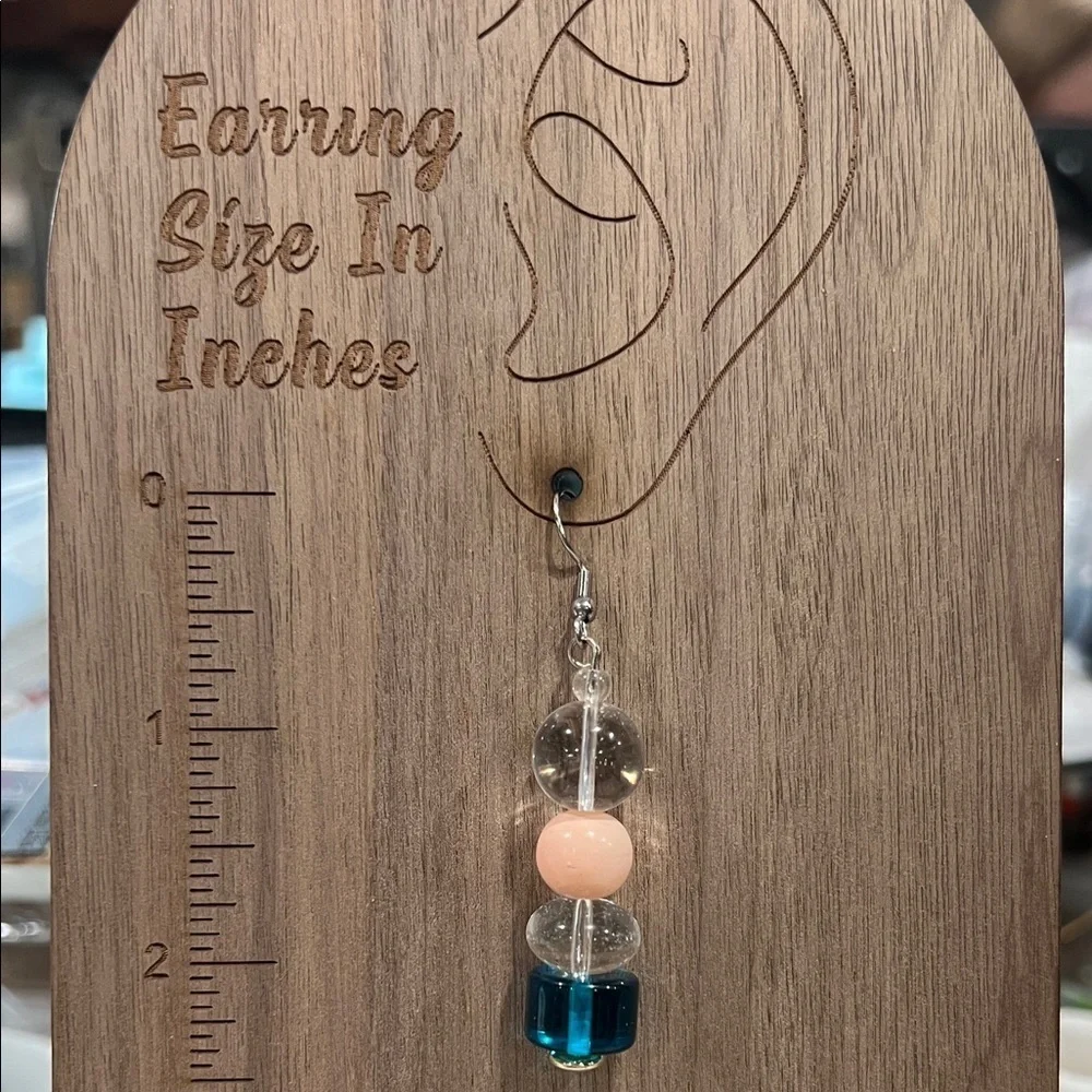 Artisan Blue and Peach Glasswork Beaded Earrings